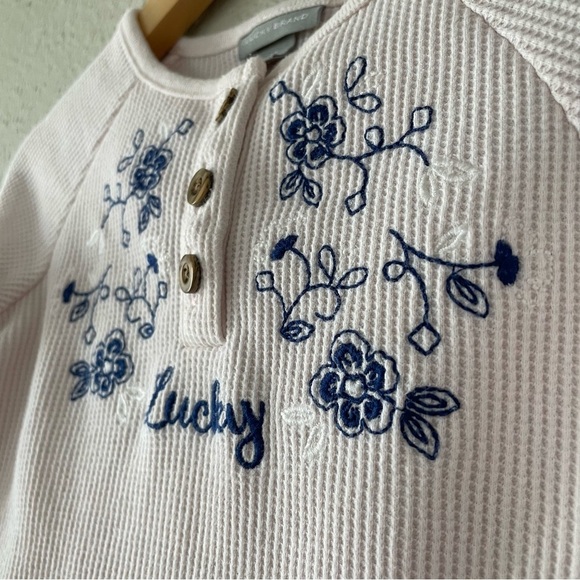 Lucky Brand Thermal Shirt Top Toddler Girls 3T Pink Long Sleeve Henley Warm Cozy - Picture 5 of 10